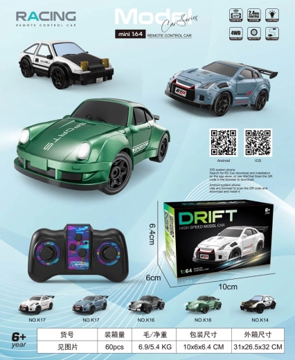 Športové RC auto na drift 1:64 čierne