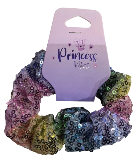 PINK gumička do vlasov scrunchie s flitrami - 1 kus