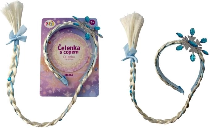 Plejo čelenka s copom modrá