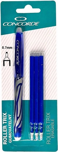 Roller Concorde Trix gumovateľný 0,7 mm modrý + 3 náplne