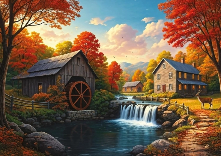 Puzzle jeleň pri splave 1000 dielikov