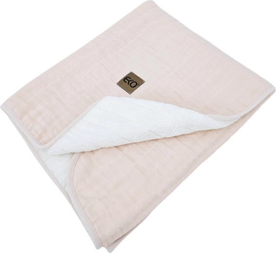 EKO mušelínová deka s kožušinkou, ružová 75 × 90 cm