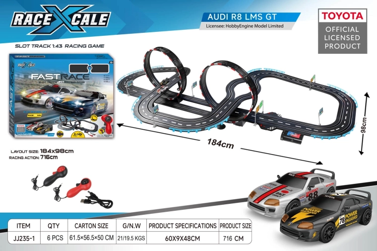 Závodná dráha na diaľkové ovládanie Toyota Supra 1:43