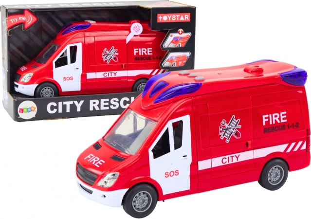 Hasičské auto so svetlami a zvukmi s otváracími dverami, červené