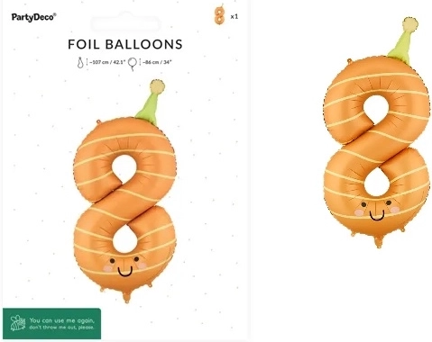 Fóliový balónik číslo 8 oranžový 86 cm