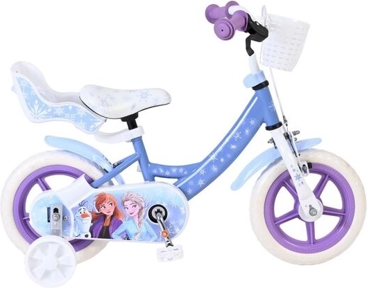 Detský bicykel Disney Frozen 12" s balančnými kolieskami a košíkom