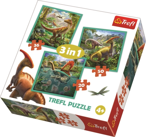 Puzzle 3v1 – Úžasný svet dinosaurov TREFL