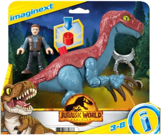 Imaginext JURASSIC WORLD – Therizinosaurus a figúrky Owen