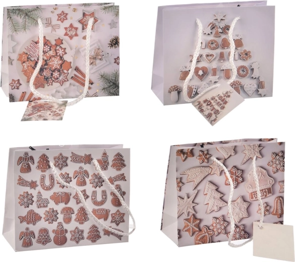 Vianočná darčeková taška Perníček 15 × 6 × 12 cm (4 varianty)