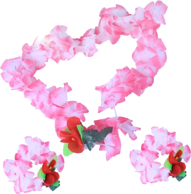 Ružová havajská sada – náhrdelník a náramky
