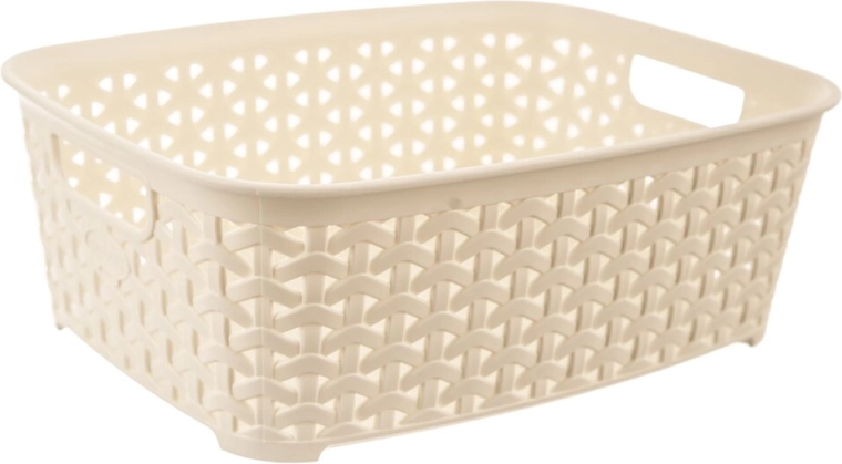 Plastový ratanový košík Hobby krémový 26 × 19 × 9 cm