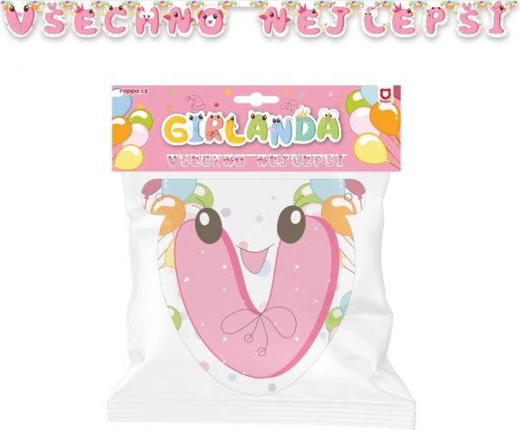 Papierová girlanda Všetko najlepšie – ružová