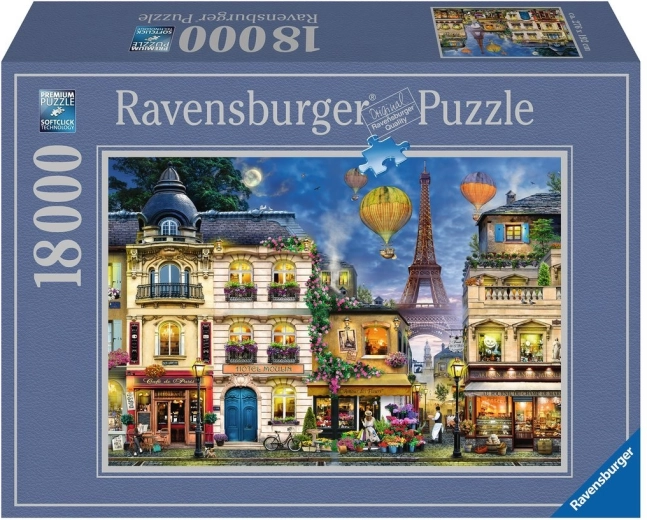 Ravensburger puzzle Prechádzka nočným Parížom 18000 dielikov