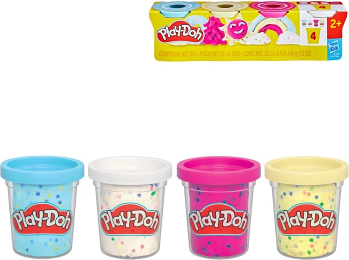 Play-Doh modelína s konfetami, 4 tégliky – 4 ks