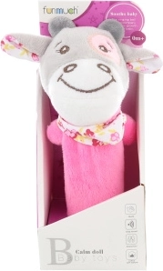 Pískacie hrkálka ružová kravička pre bábätká