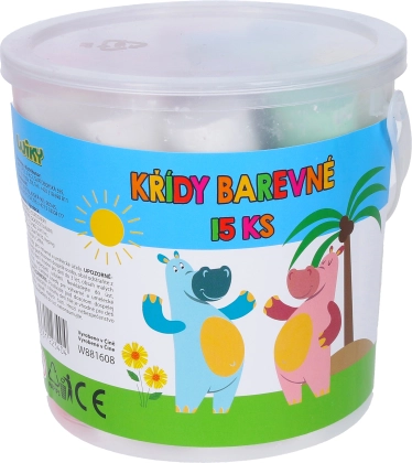 Farebné chodníkové kriedy v kýblikku, 15 ks