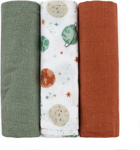 Petite&Mars bambusové mušelínové plienky Moussy Celestial Planets 68 × 68 cm (3 ks)