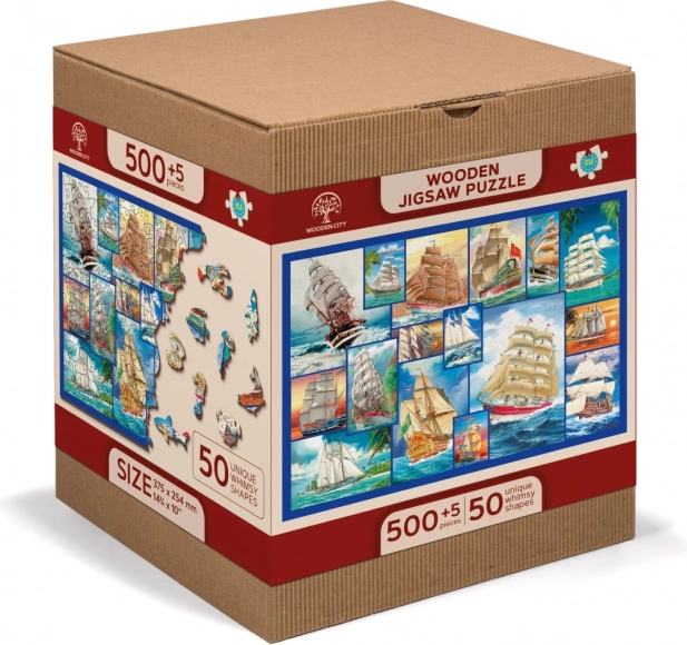 Drevené Puzzle Plachetnica 2v1 505 Dielikov od Wooden City