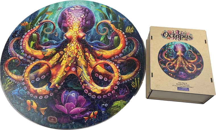 Drevené puzzle chobotnica