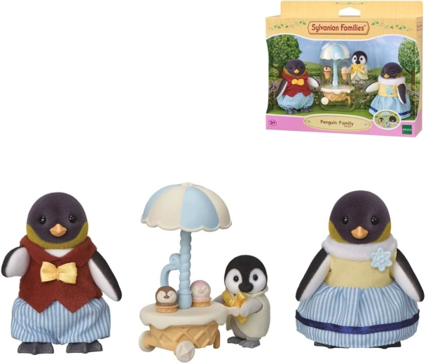 Sylvanian Families rodina tučniakov so zmrzlinovým vozíkom - 3 ks