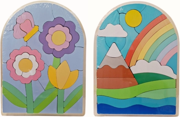 Drevené puzzle s farebným obrázkom - 1 kus