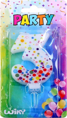 Párty sviečka číslo 3 s bodkami