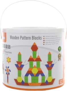 Viga drevené ploché stavebné kocky vo vedierku 250 dielikov Montessori