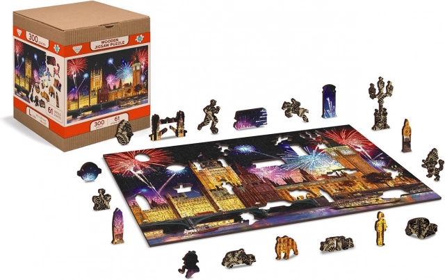 Drevené puzzle Nočný Londýn 2v1, 150 dielikov