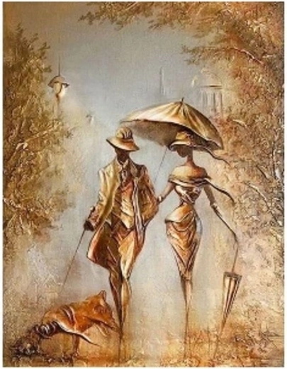 Diamantové maľovanie – pár na prechádzke 30 × 40 cm