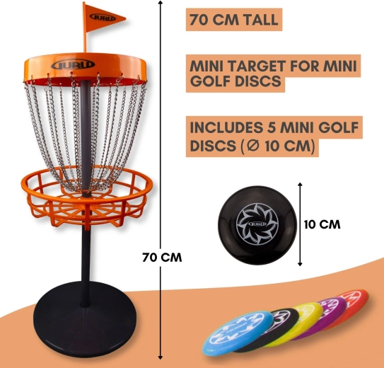 Guru mini discgolf set – záhradná hra s košom a 5 diskami