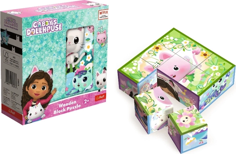 Drevené kockové puzzle Gabby's Dollhouse