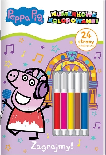 Prasiatko Peppa – číslované omaľovánky, časť 4: Hrajme sa! + 5 fixiek