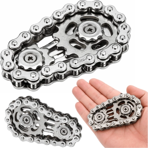 Antistresový fidget spinner – reťaz z nehrdzavejúcej ocele, strieborný