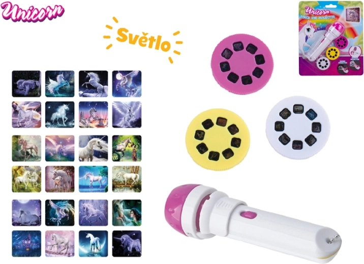 Jednorožcová projektorová baterka s obrázkami jednorožcov