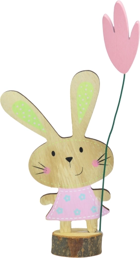 Drevená dekorácia zajačik na pni 17 cm