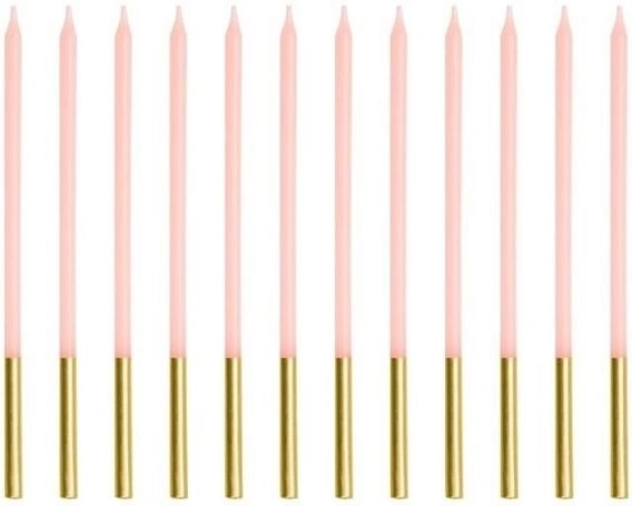 Ružové hladké narodeninové sviečky 14 cm (12 ks)