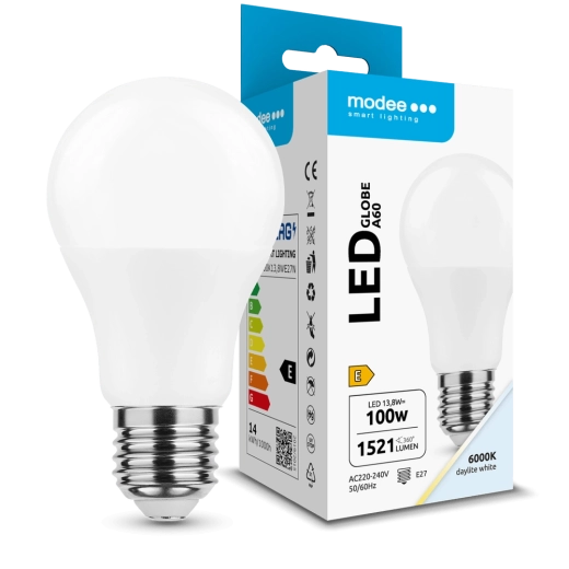 LED žiarovka Globe A60 13,8 W E27 360° 6000 K 1521 lm