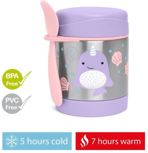 Skip Hop Zoo nerezová termoska na jedlo s lyžičko-vidličkou narval 325 ml