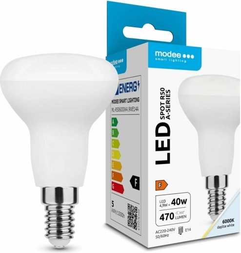 Modee LED žiarovka R50 E14 4,9 W studená biela 470 lm 110°