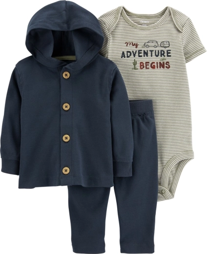 Carter's 3-dielny set pre novorodenca Green Stripes