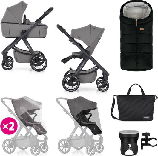 Petite&Mars kombinovaný kočík Icon 2v1 dove grey xxl rws