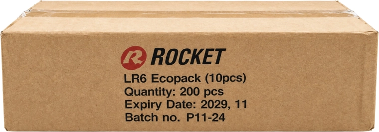 Rocket alkalické batérie AA (LR06) 1,5 V – balenie 200 ks (20×10)