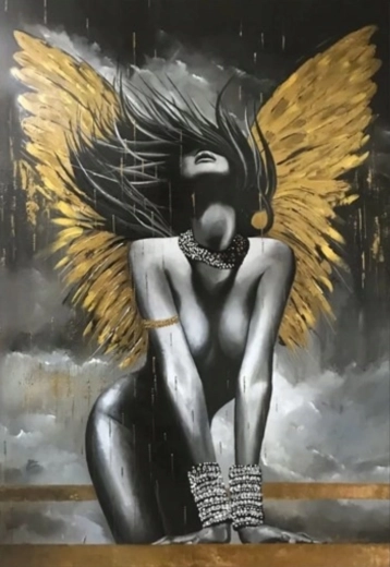 Norimpex diamantové maľovanie dáma so zlatými krídlami 30 × 40 cm