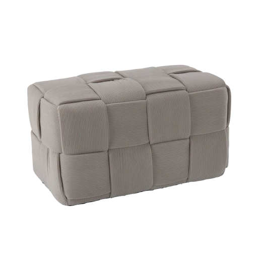 Pletený puf obdĺžnikový svetlosivý 60 × 32 × 32 cm