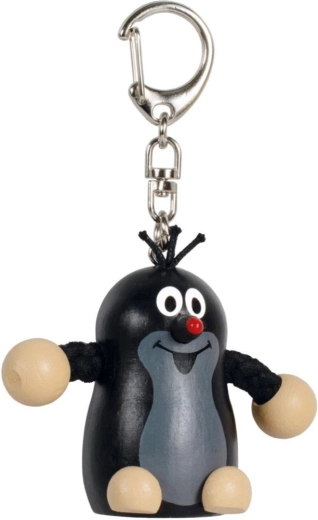 Drevená kľúčenka Krtko s karabínkou 9 cm