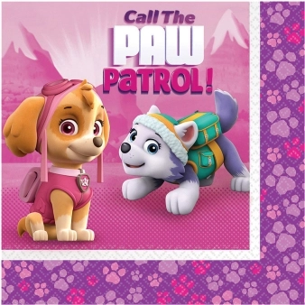 Paw Patrol Pink papierové obrúsky 33 × 33 cm (20 ks)