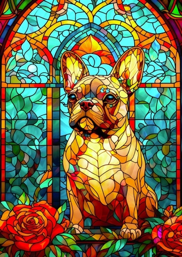 ENJOY puzzle vitráž s francúzskym buldočkom 1000 dielikov