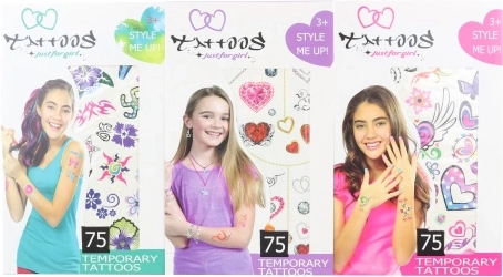 Dočasné tetovania pre dievčatá – sada 75 motívov