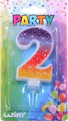Párty sviečka číslo 2 s hviezdami