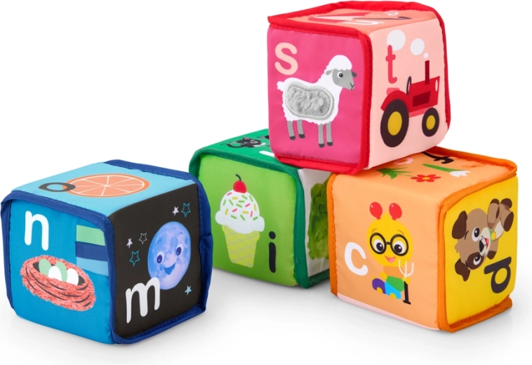 Baby Einstein textilné kocky abeceda Alpha Stacks, 4 ks